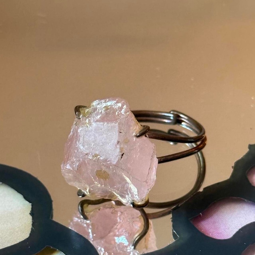 Rose‎ quartz ring with adjustable band
